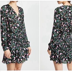 Veronica Beard Floral Mini Dress in Black and Pink